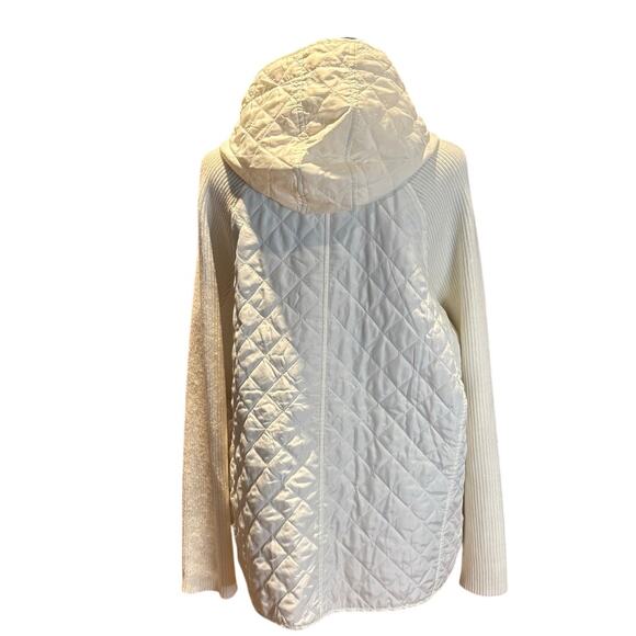 Women's Baltic Quilted Sweater Hooded Zip Front Jacket, Cream, Size XL - Picture 2 of 4